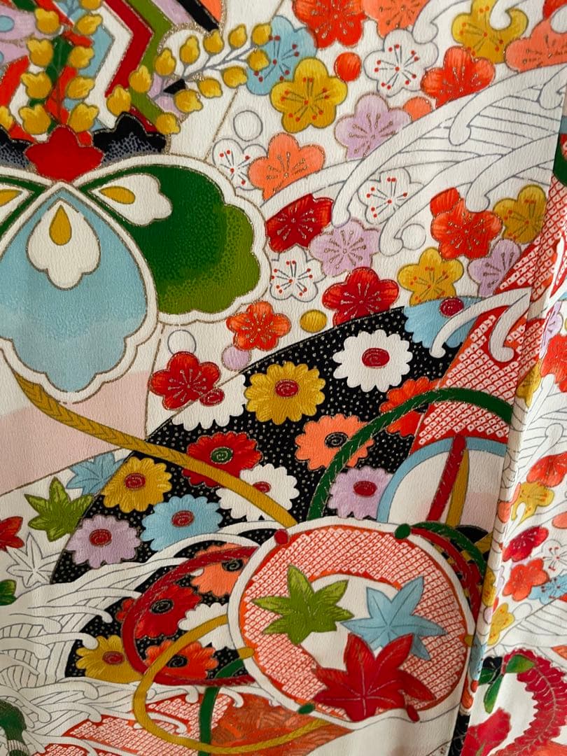 新品　未使用　希少　正絹　着物　七五三　お宮参り　しぼり　しつけ付き　女子　和柄