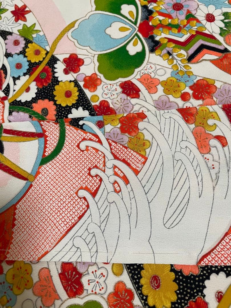 新品　未使用　希少　正絹　着物　七五三　お宮参り　しぼり　しつけ付き　女子　和柄