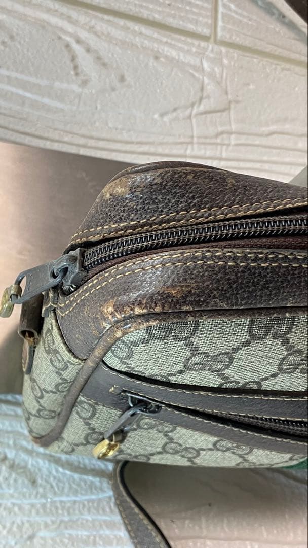 【訳あり】 GUCCIグッチ GG柄ショルダーバッグ ブラウン