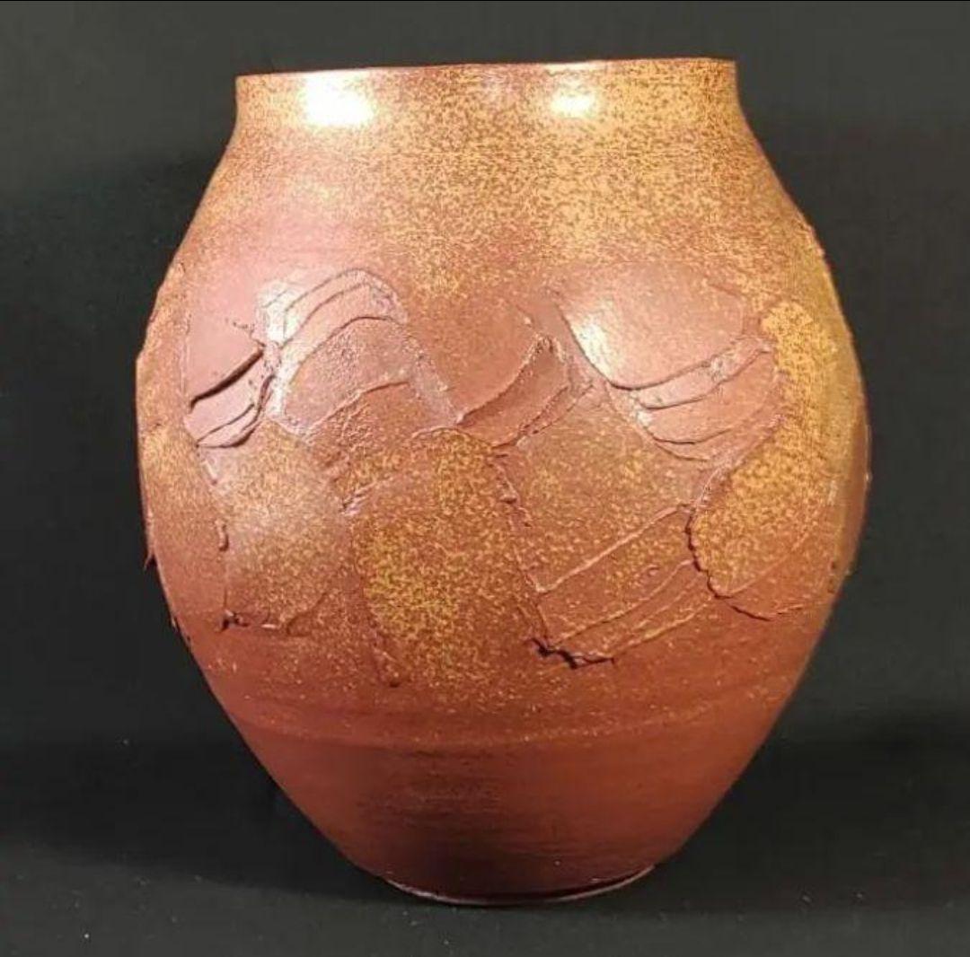 未使用美品】 皿谷実作 熊野焼 花瓶 大型 栞付 作家物 美術
