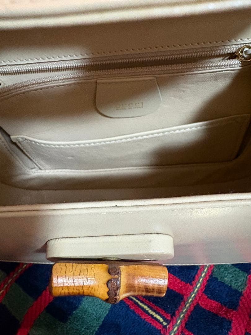グッチ オールドグッチ バンブーミニ ハンドバッグ レザーアイボリー