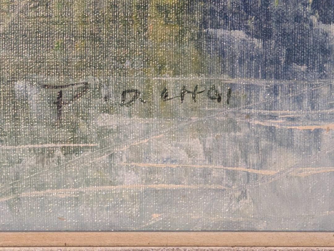 真作】絵画 油彩10号 ヨーロッパ都市情景 印象派風 静謐なる風景画