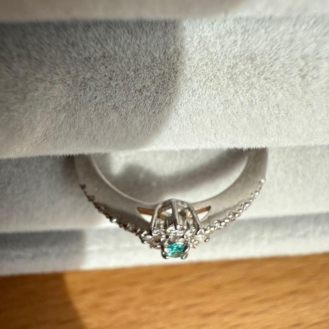 ブラジル産　非加熱パライバトルマリン　プラチナリング 11号　鑑別所付き