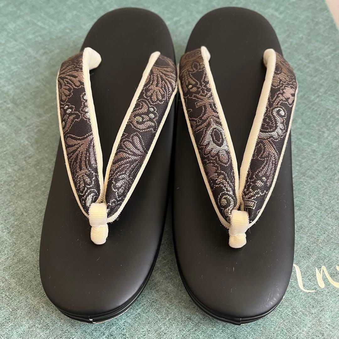 【新品未使用】西陣織 おしゃれ草履＆バッグセット Mサイズ シックモダン