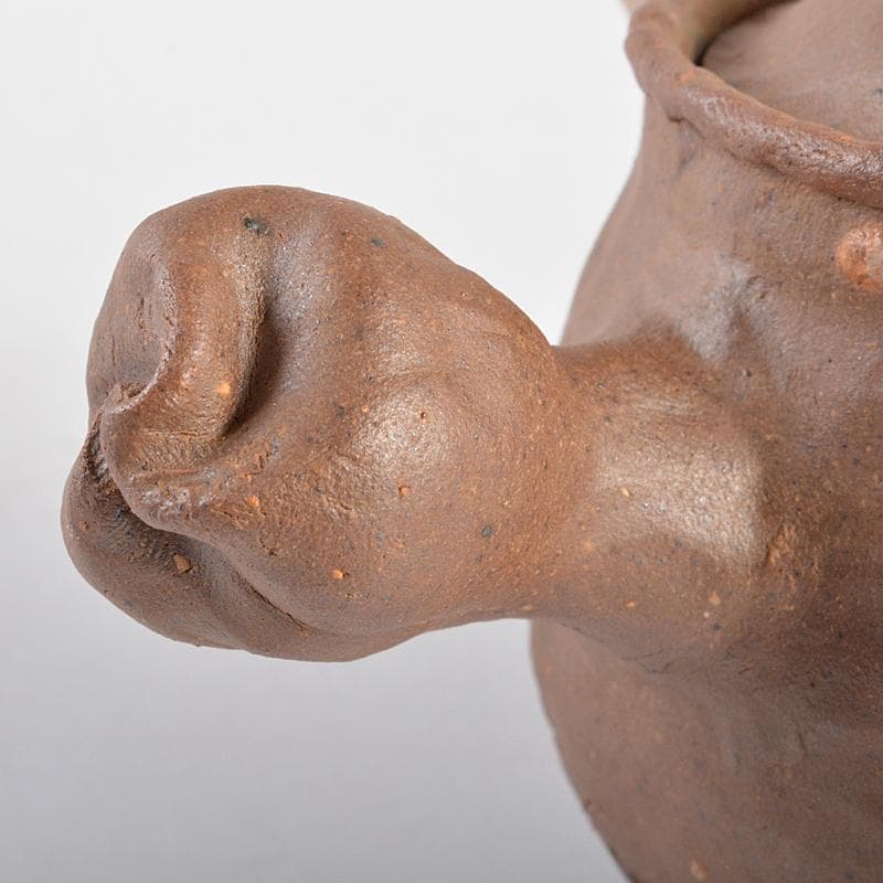 煎茶道具 萬古焼 古稀一光作 手捻 横手急須 茶壷 D R5563