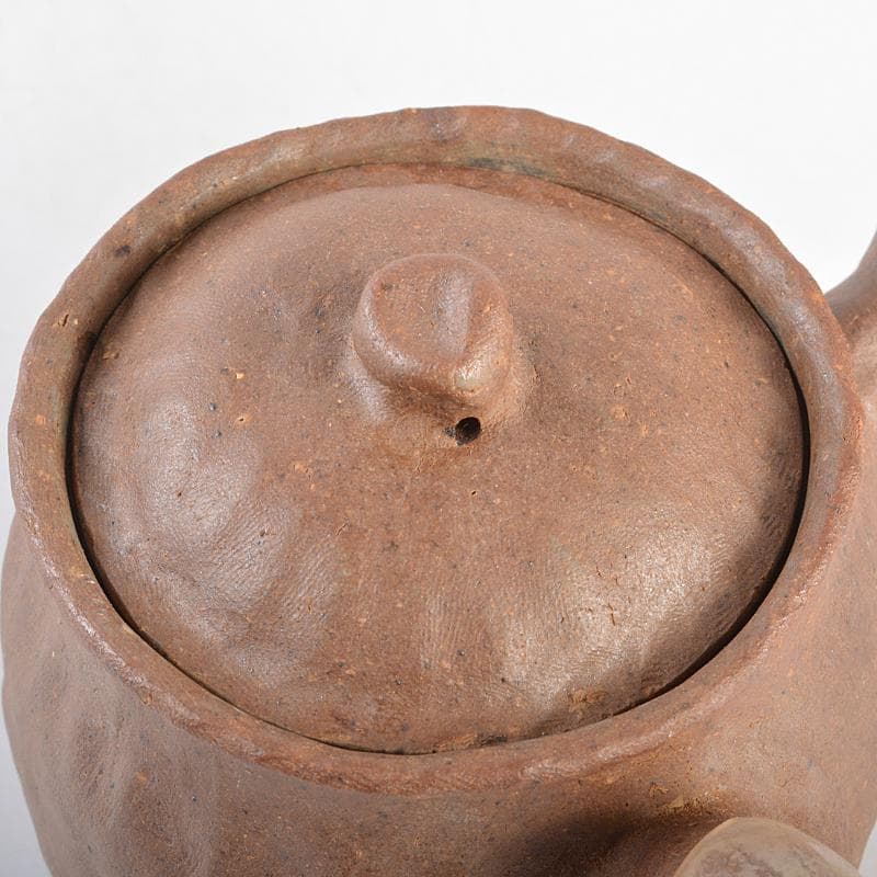 煎茶道具 萬古焼 古稀一光作 手捻 横手急須 茶壷 D R5563