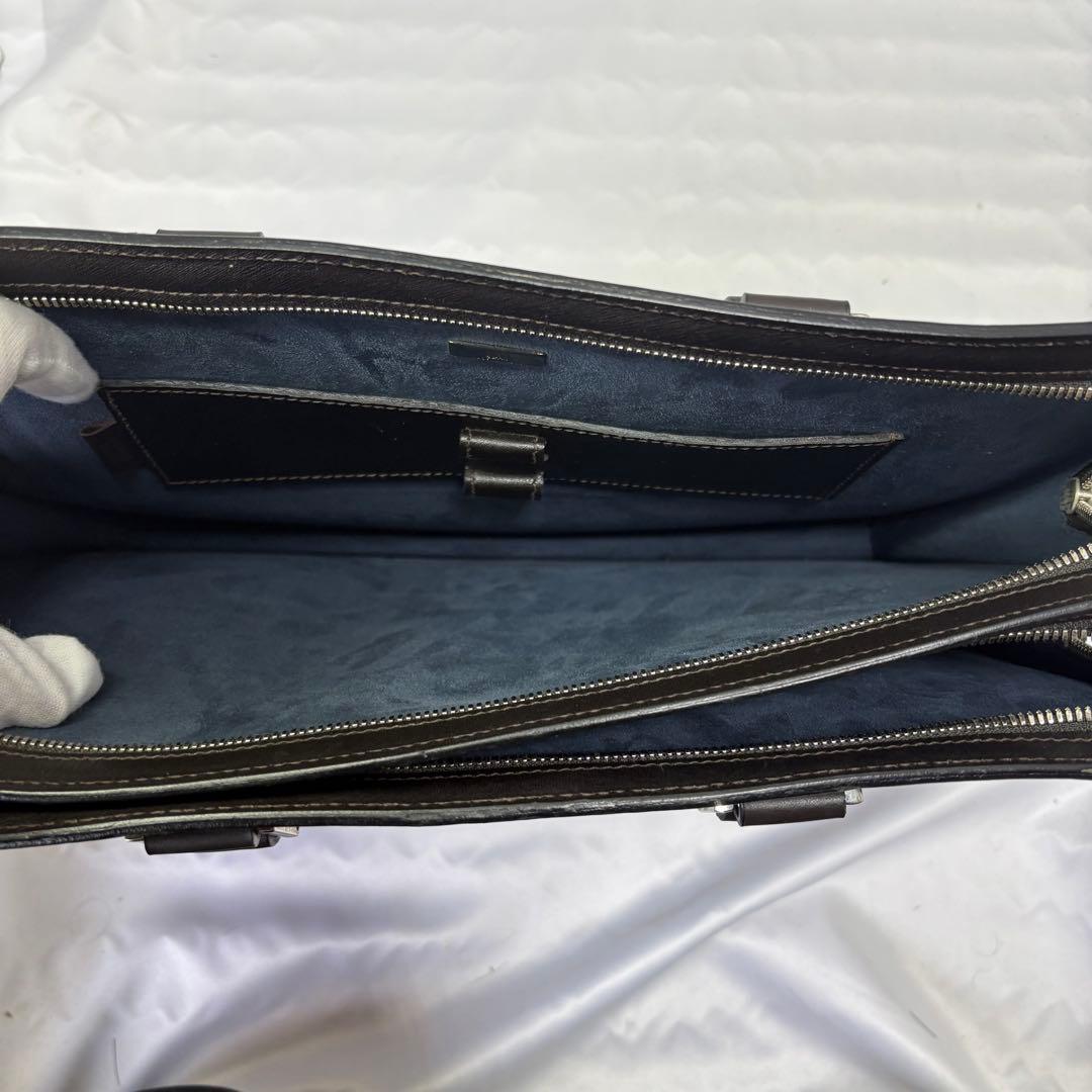 Dunhill ダンヒル ダークブラウン ビジネスバッグ　ショルダーベルト付き