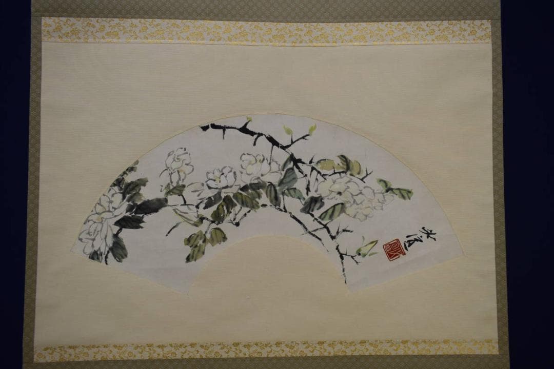 不詳/作者不詳/扇面花図/布袋屋掛軸HF-626