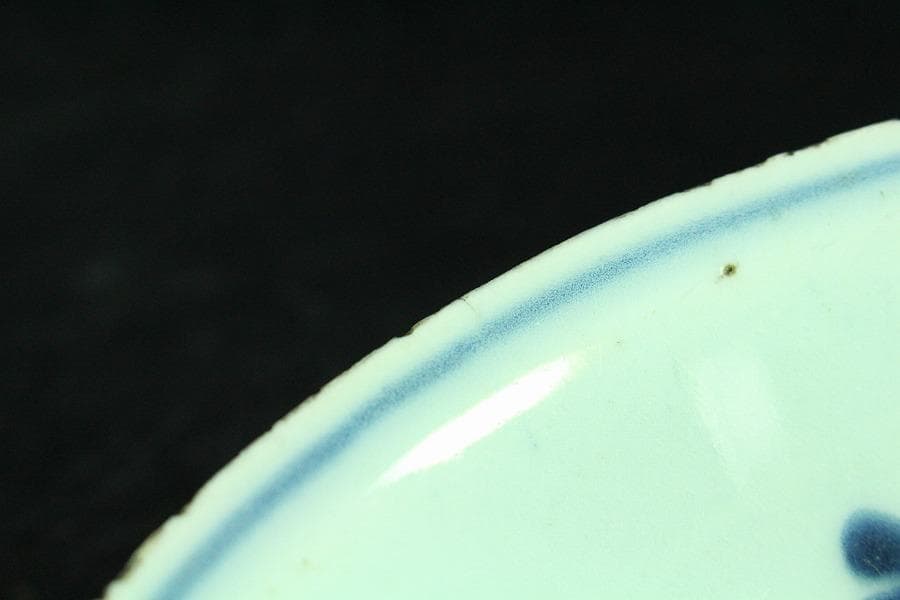 唐物 古染付 青花 青菜紋 皿 十件揃 虫喰い 中国(K-A408)