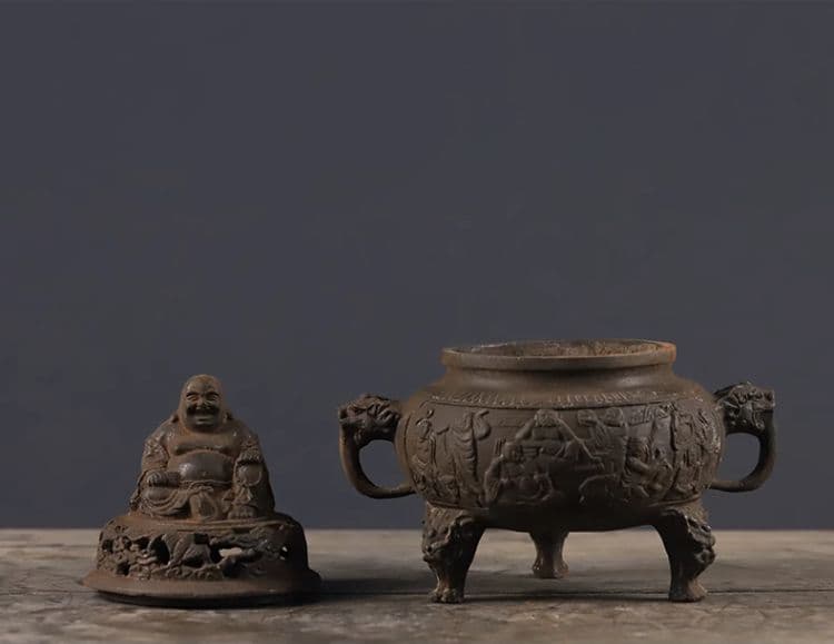 鉄器 十八羅漢香炉 祠に 奉ります 鉄香炉 工芸品美術品 置物