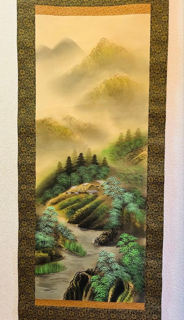 水墨画 山水画 竹ノ風景画 掛け軸 壁掛け飾り 掛け軸 水墨山水 (三浦光陽) 【掛軸】【一間床・半間床】【山水
