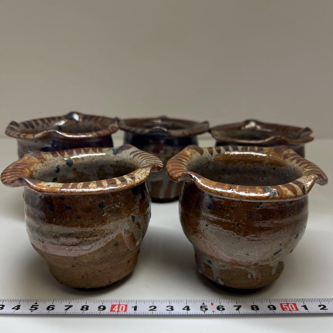 古唐津 絵唐津向付5客 口径約10㎝ 東Y7-1112☆