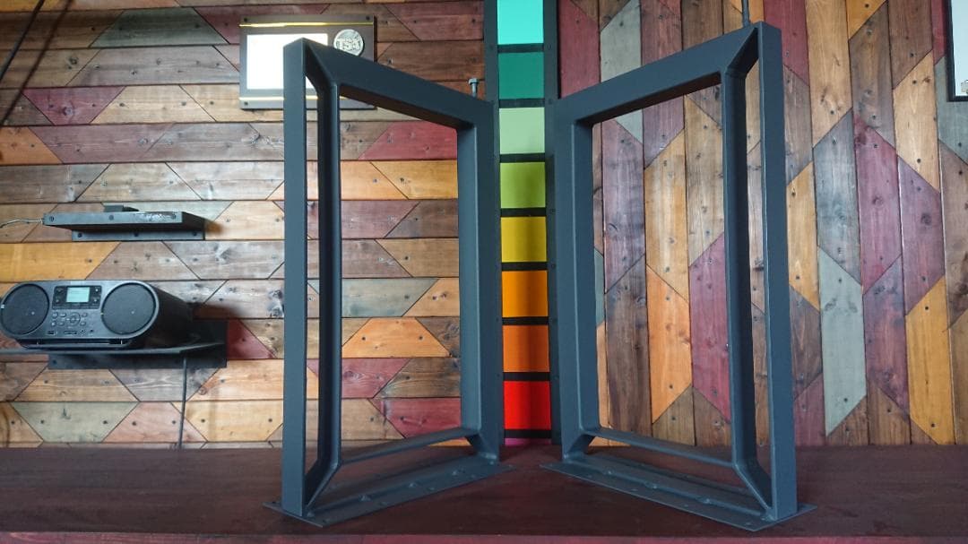 マットグレーでアイアンな極太＆フラット鉄脚♪ 50×400×650mm