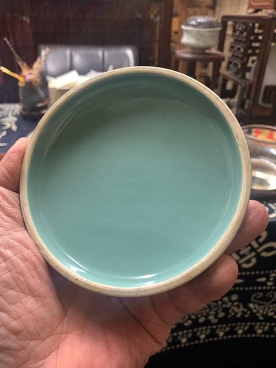 シノワズリ　龍泉？朝鮮？青磁　大口径　大茶壷　珍品　エメラルドグリーン