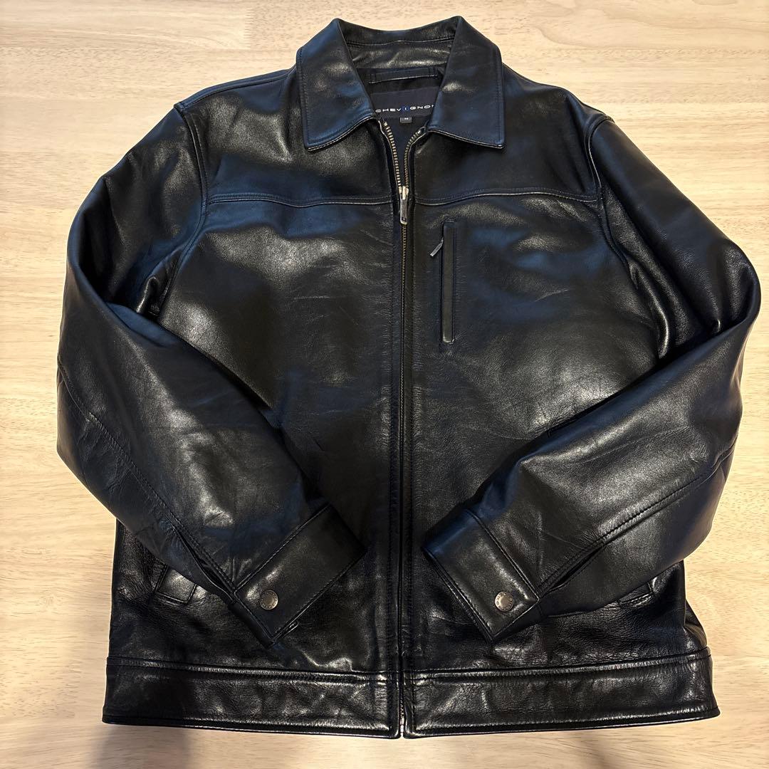 CHEVIGNON 黒 レザー シングルライダースジャケット M CHEVIGNON ブラックレザー シングルライダースジャケット