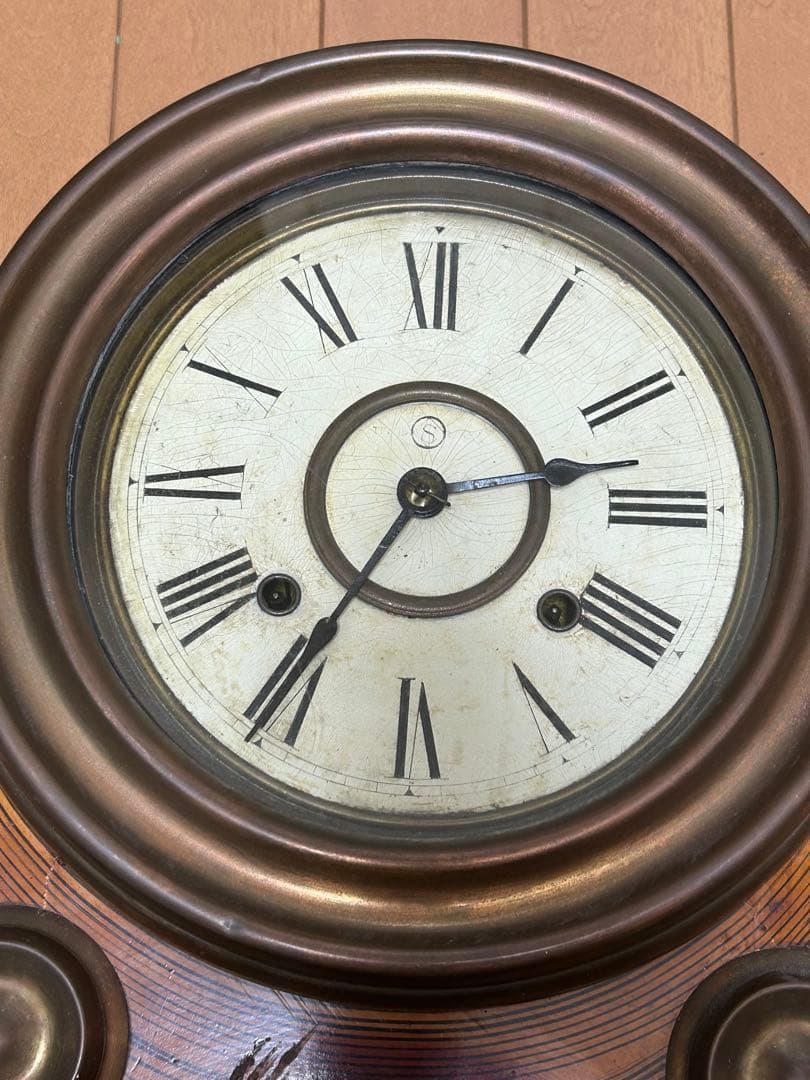 SEIKOSYA 精工舎、ダルマ 真鍮枠四つ玉アンティーク柱時計、明治大正当時物