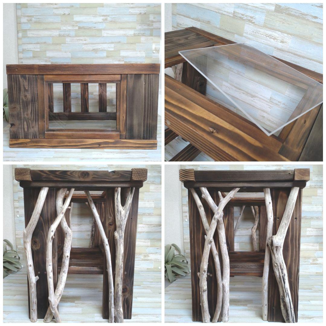 流木のサイドテーブルコーヒーテーブル引き出し付きチェストナイト