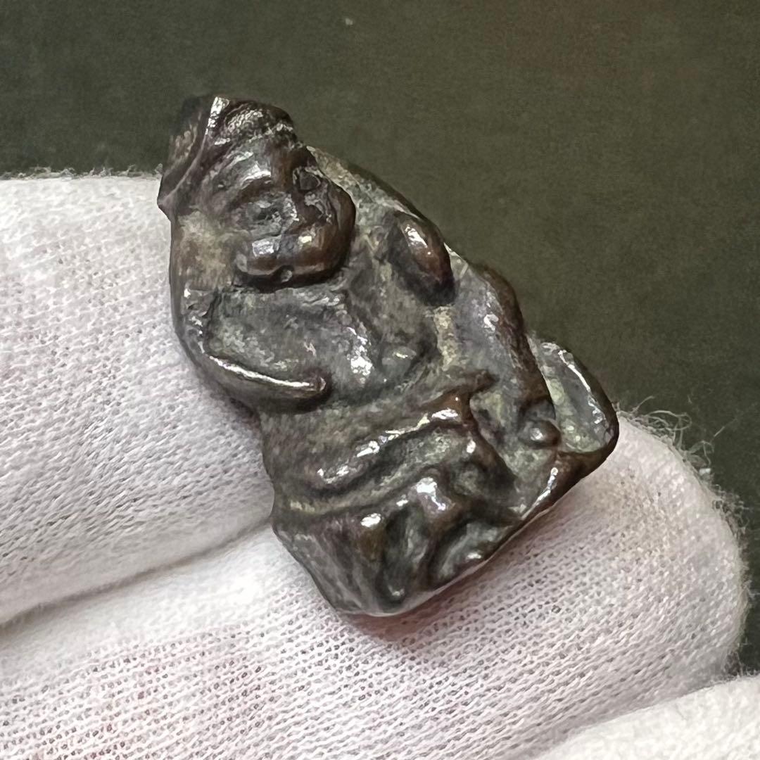 ◎古道具 庵々◎江戸時代 古銅製 恵比寿像 2.8cm 懐中仏◎豆仏 兜仏 仏像