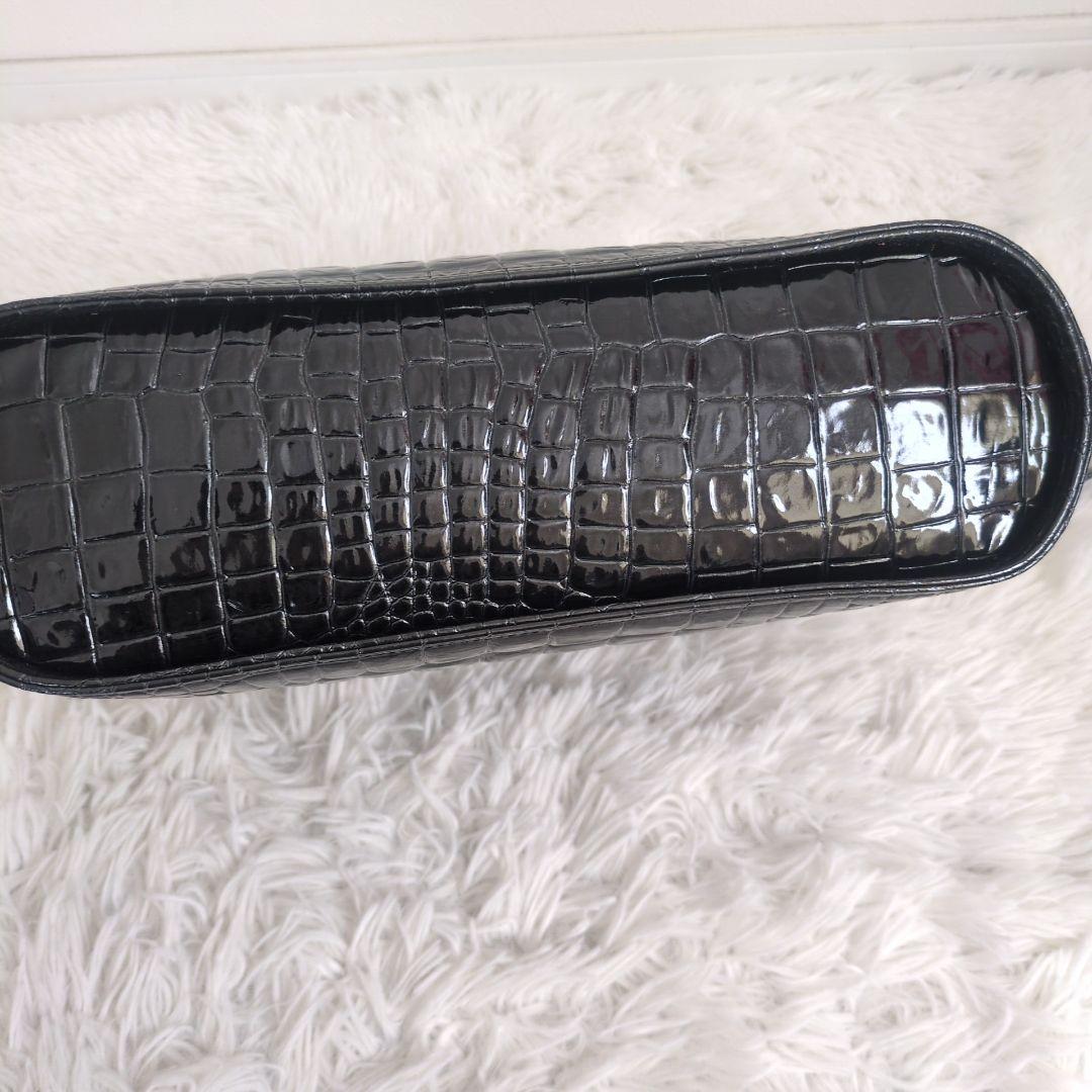 銀座かねまつ　ハンドバッグ　クロコ型押し　2way　シャイニング