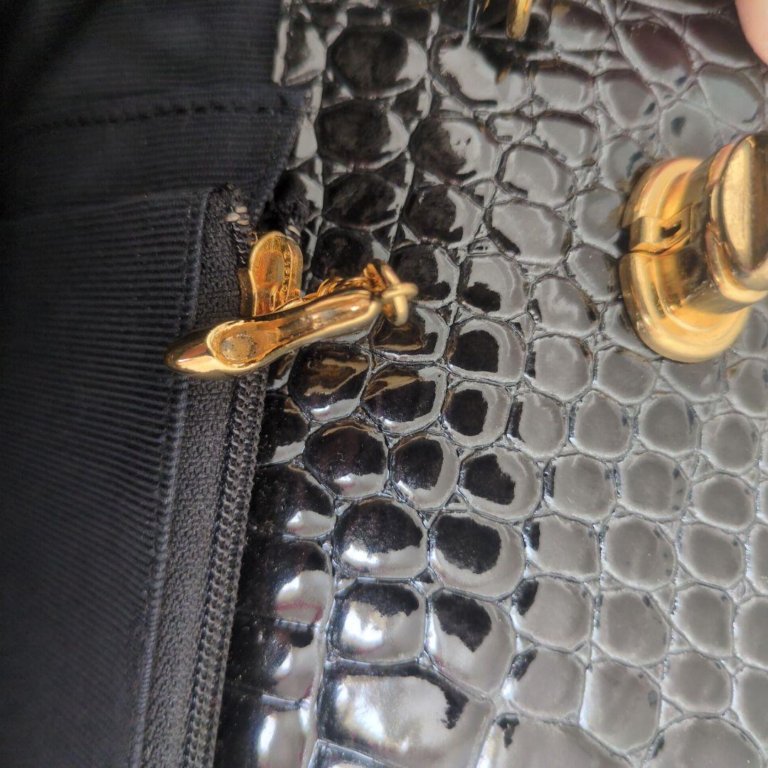 銀座かねまつ　ハンドバッグ　クロコ型押し　2way　シャイニング