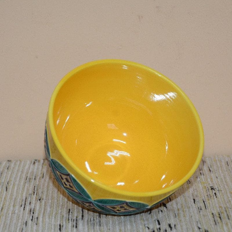 茶道具 黄交趾七宝紋茶碗 京焼 伊藤圭一 南山 美品 中古品 送料込み