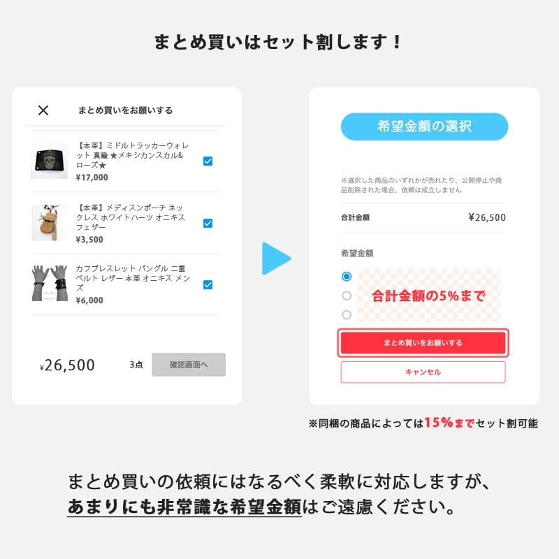 ミドルトラッカーウォレット 真鍮 ★メキシカンスカル&ローズ★