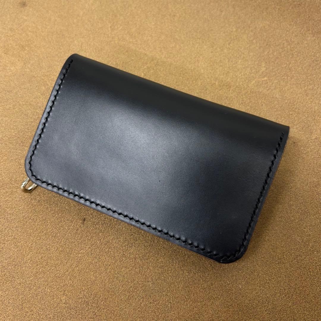 クロムエクセル　トラッカーウォレット　ミドル　黒　茶心　3層　シルバー925