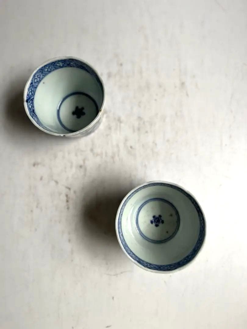 【かいわれ様リクエスト】496 骨董 古伊万里 染付 蕎麦猪口 ❶ 2点