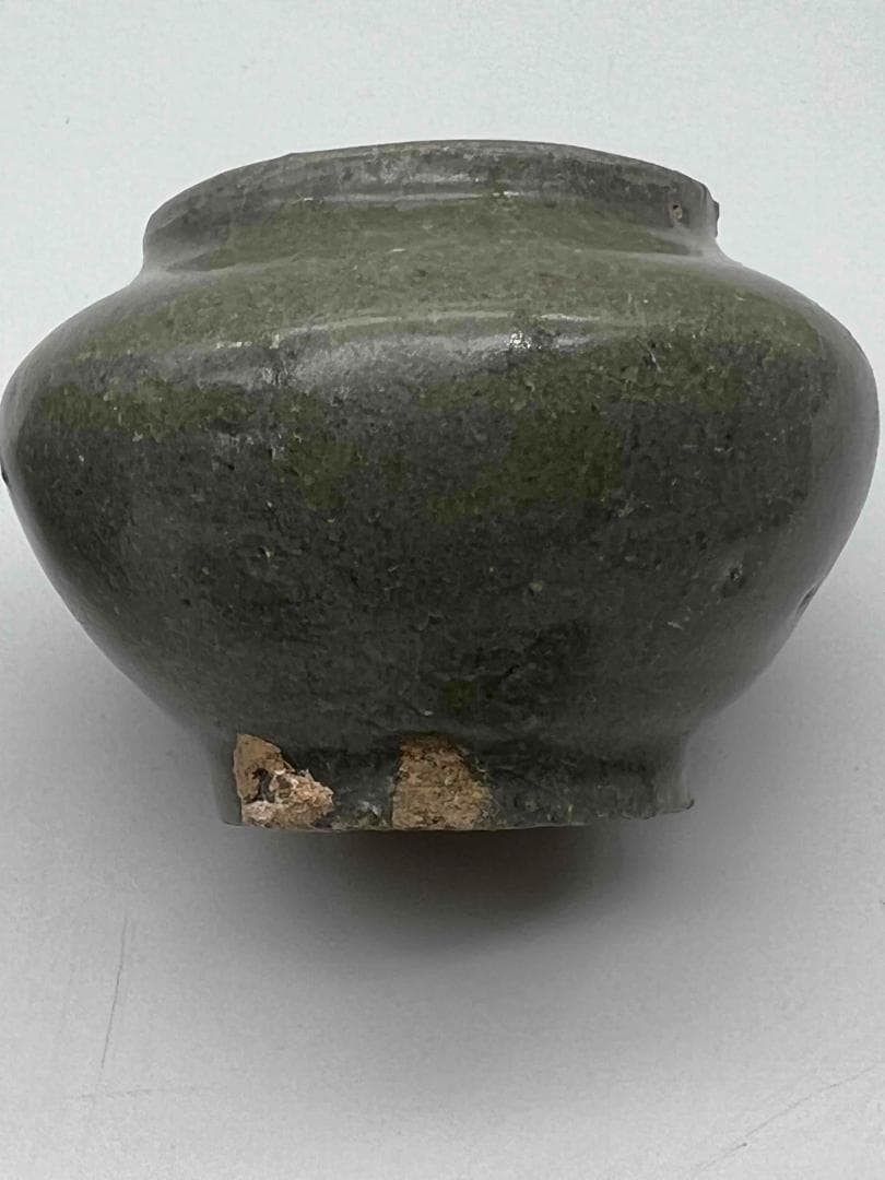 宋から元時代 青磁 龍泉窯刻花文壺 蓋付き 一対 茶入 茶道具(