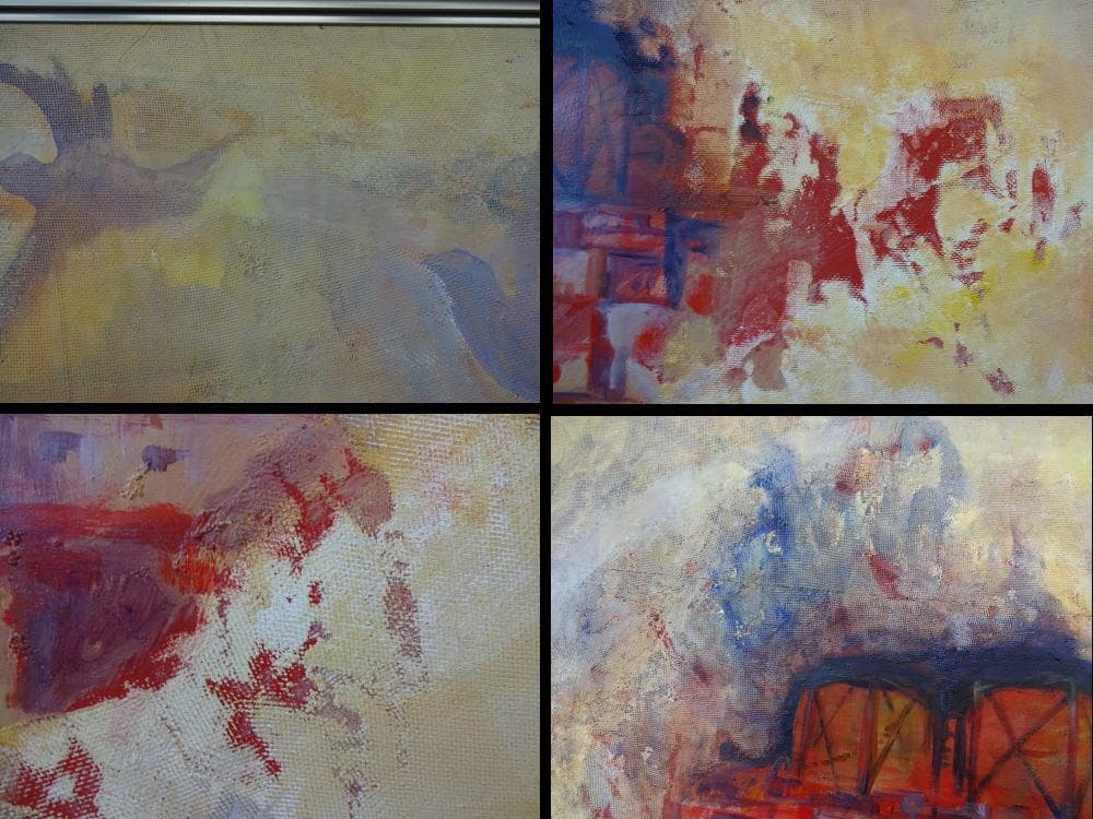 大型フレーム付絵画　油彩画　油絵　光陽会受賞者　松原孝明　『童心（壁の内で』