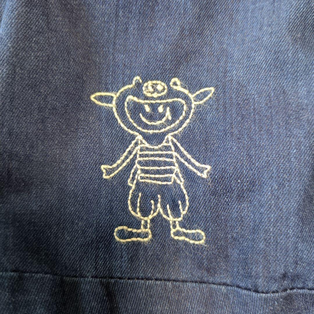 アルベロベロ♥️ぶたさん刺繍ネイビー サルエルパンツ インディゴ染め