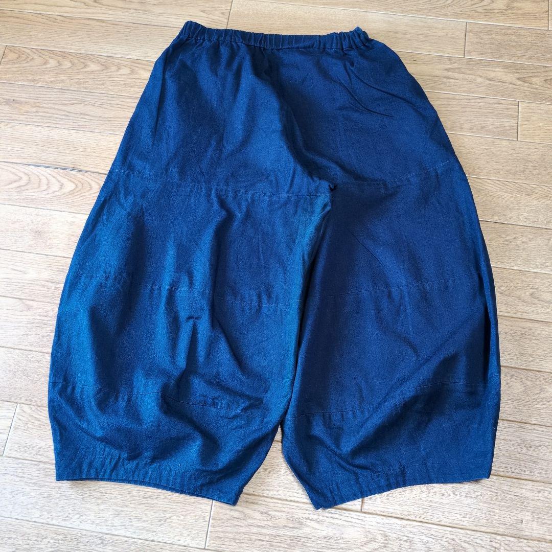 アルベロベロ♥️ぶたさん刺繍ネイビー サルエルパンツ インディゴ染め