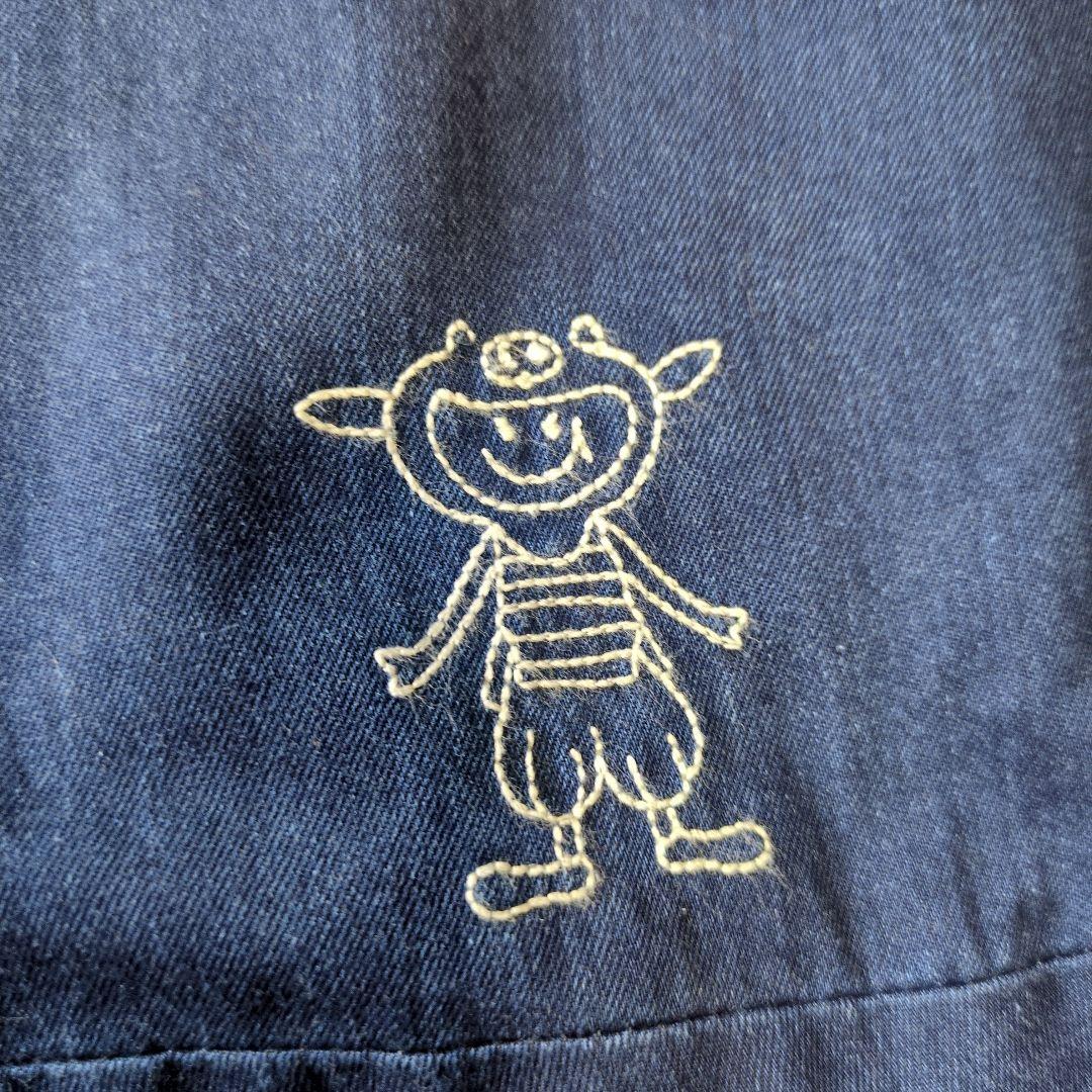 アルベロベロ♥️ぶたさん刺繍ネイビー サルエルパンツ インディゴ染め