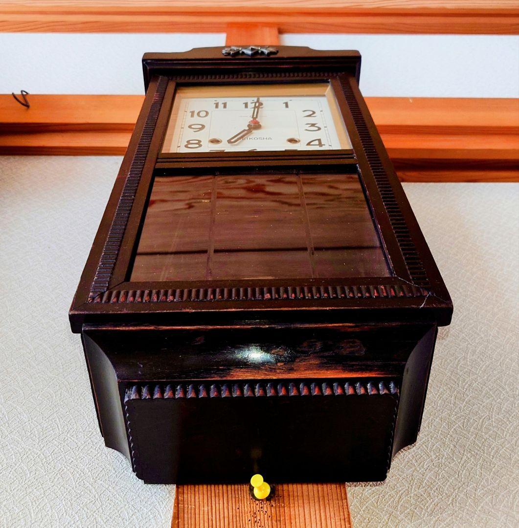 〈完動・美品〉精工舎　角支宮型ゼンマイ振り子掛け時計