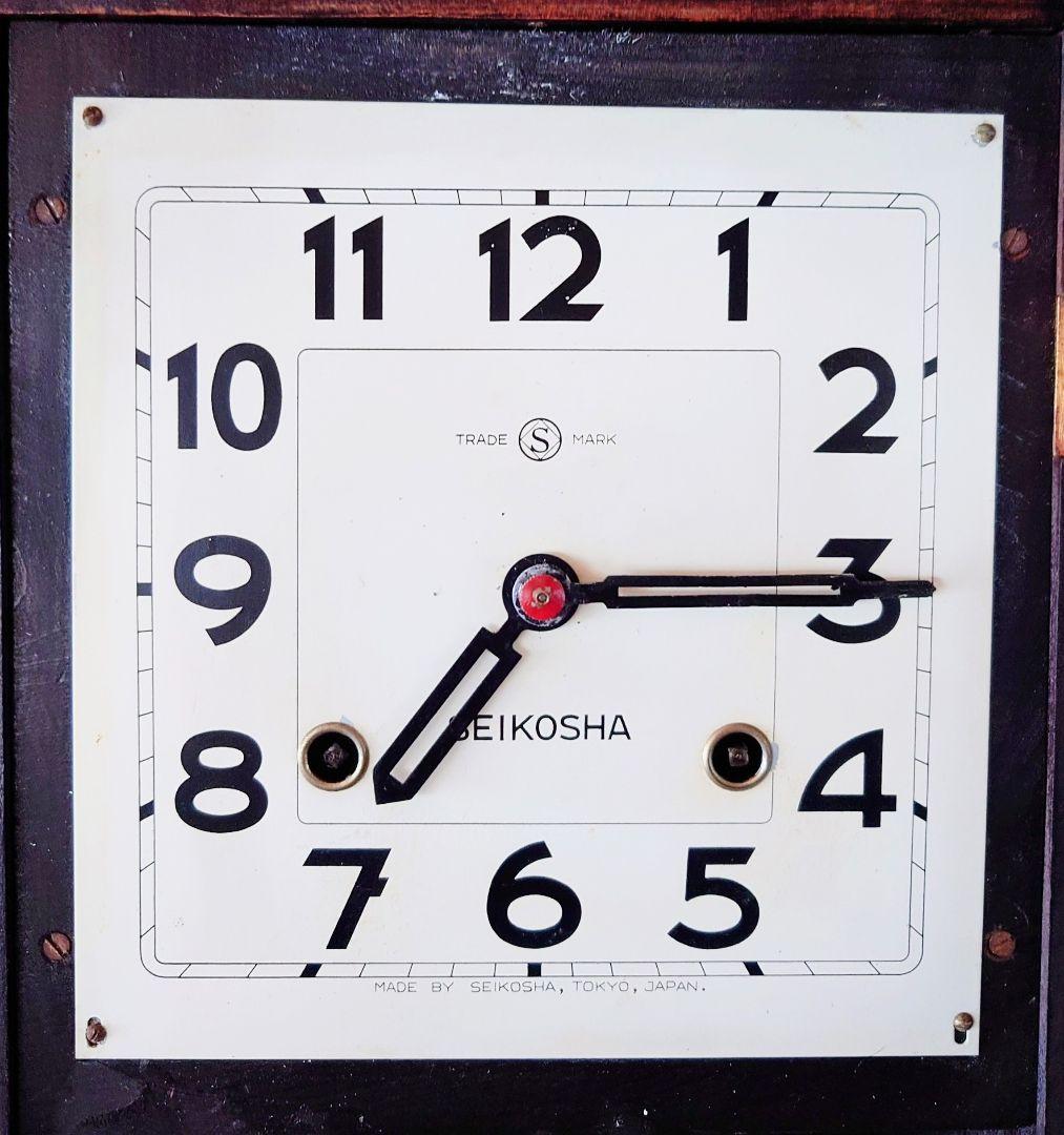〈完動・美品〉精工舎　角支宮型ゼンマイ振り子掛け時計