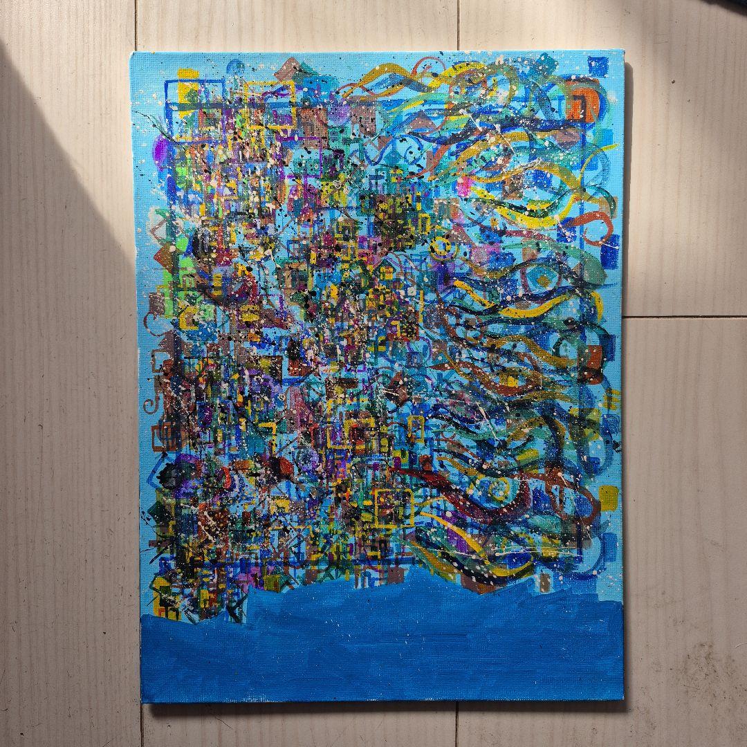 多色抽象画 アクリル画 縦30.5横20.0原画 - メルカリ