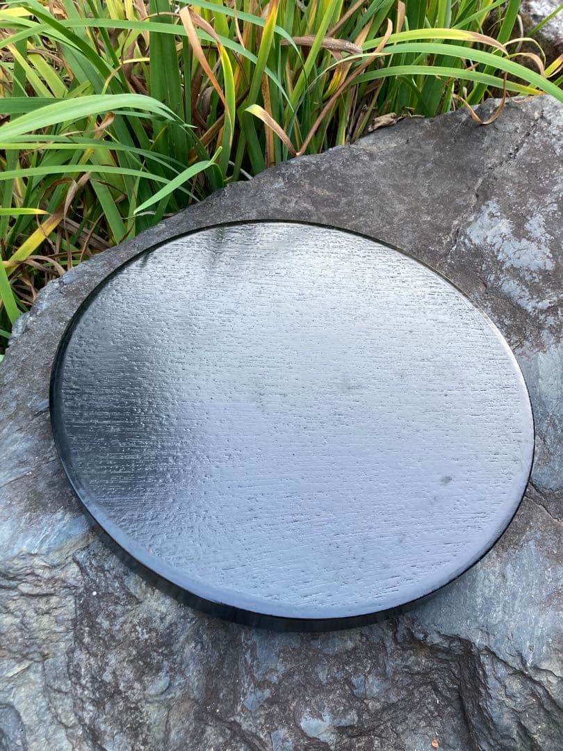 木製楕円形盆 赤色内側