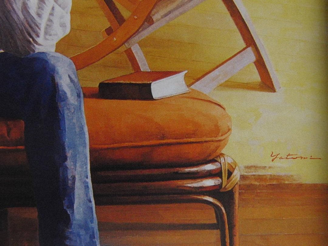 弥富節子、【時の行方】、希少な額装用画集より、新品額装付