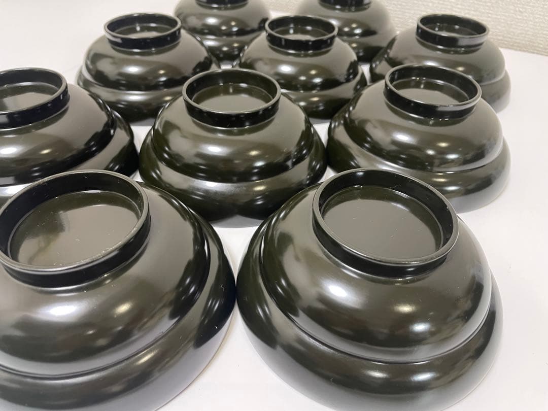 漆器 輪島塗 金蒔絵 貝柄 黒 内朱 吸物 割烹 蓋付き10客個 お煮物椀