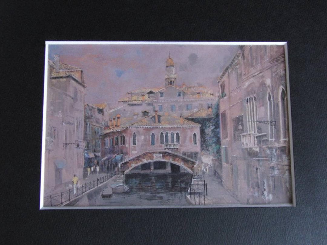 飯田史朗、【眞夏のヴェネツィア】、希少な額装用画集より、新品額装付