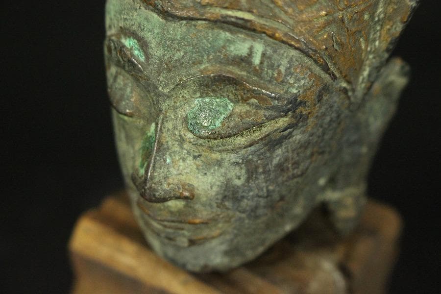 東南アジア美術 ガンダーラ 古銅 仏頭 高13.3cm(LC324)