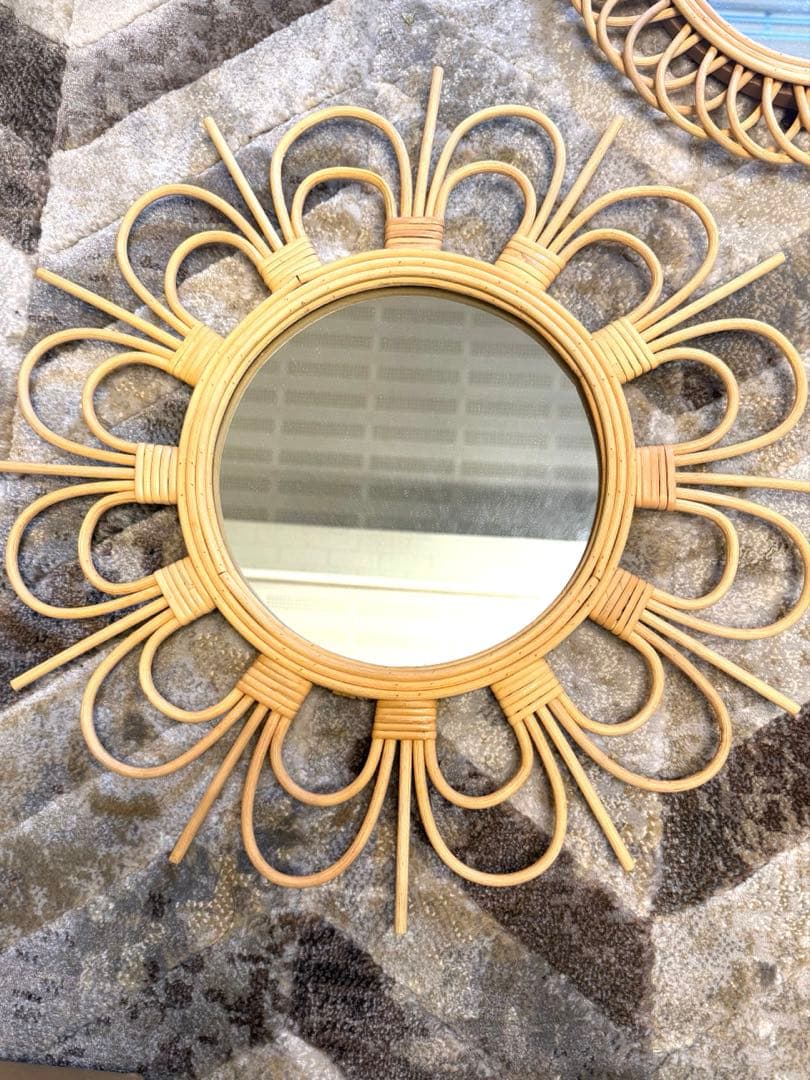 早いもの勝ち！アデペシュ rotta rattan mirror 3個セット 家具