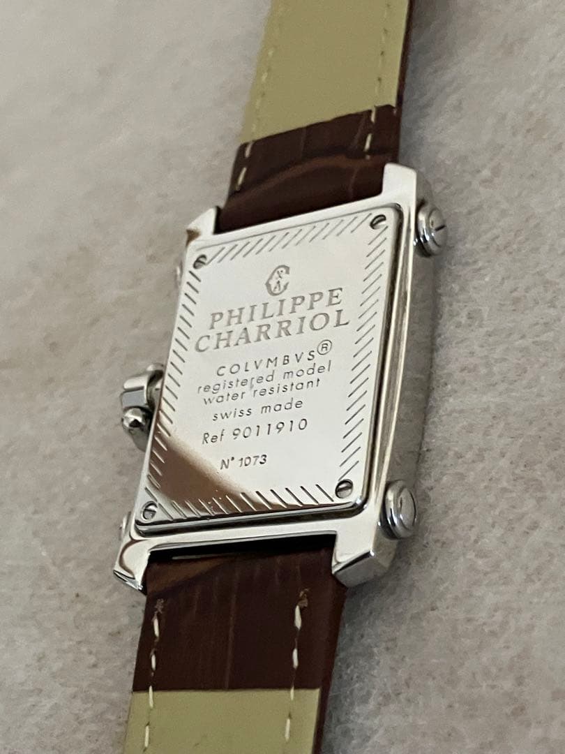 値下げ 稼働★PHILIPPE CHARIAL QZ腕時計 電池、皮ベルト新品