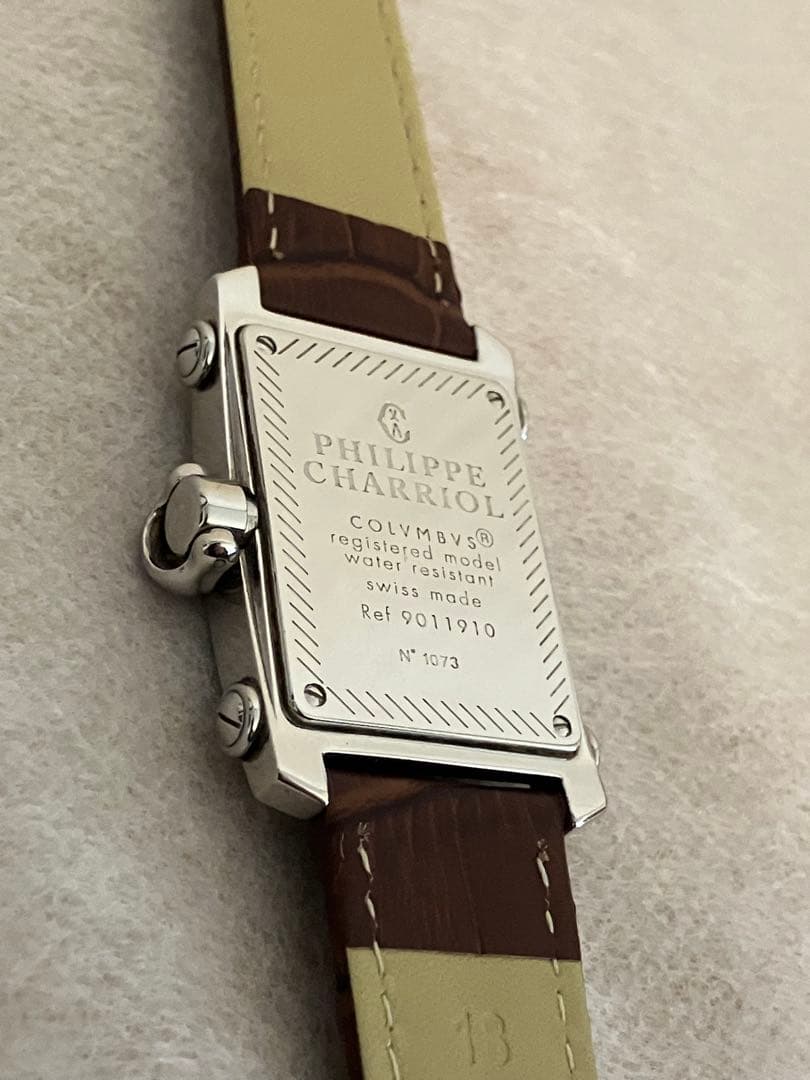 値下げ 稼働★PHILIPPE CHARIAL QZ腕時計 電池、皮ベルト新品