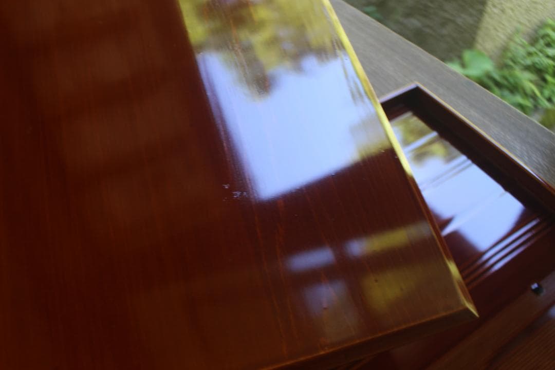 デッドストック！春慶塗の入れ子四方折敷大中小セット（検懐石盆お盆お膳