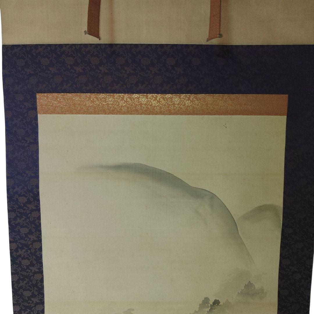 絹本 山水紅葉図 作者不詳 掛け軸 秋色 美術品・アンティーク