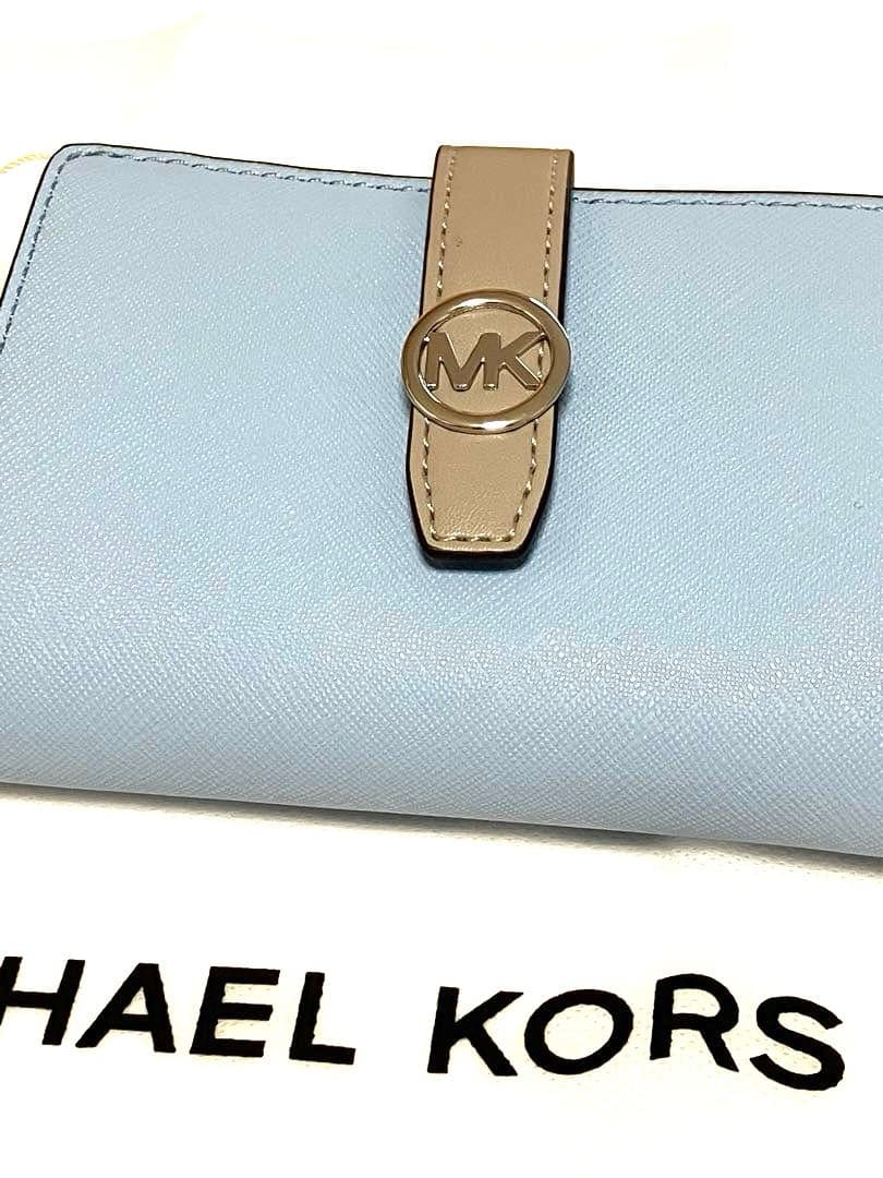 新品 MICHAEL KORS マイケルコース 2つ折り財布 ブルー タグ付き