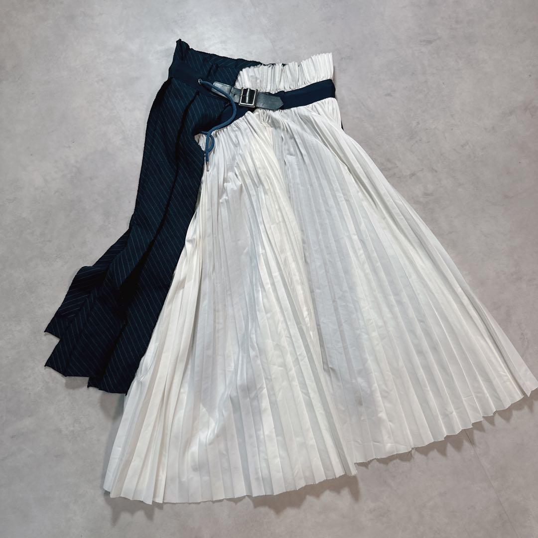 SACAI サカイ プリーツスカート 切り替え ラップスカート 巻き ベルト