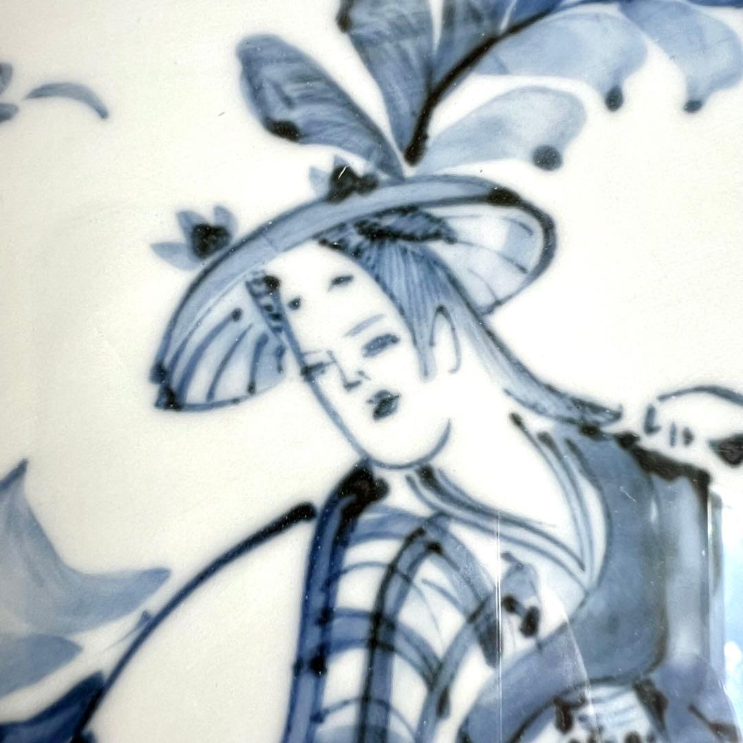 清水焼 初代村田幸之介 作 手造り 南画 貴婦人 陶額素材 陶板画 飾額