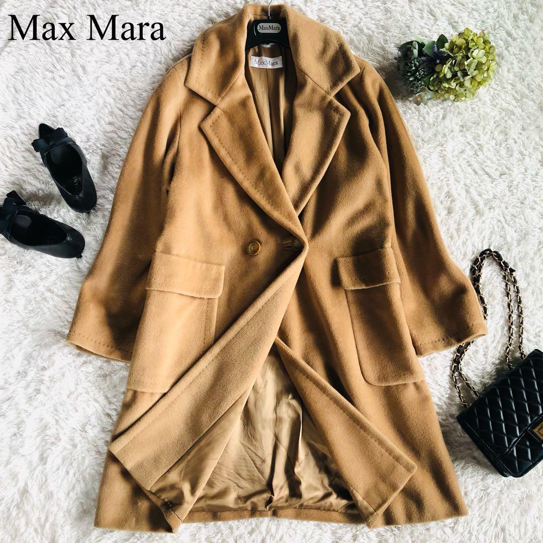 カシミヤ混◎MaxMara マックスマーラコート白タグ42 XL ウール